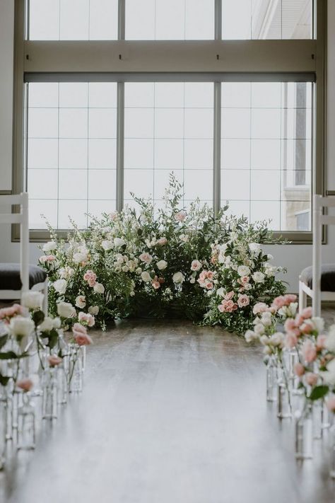 La Mariée Moderne Inspiration shoot | Grey Likes Weddings | Bloglovin’ Floor Wedding Decorations, Wedding Altar Florals, Bronte Bride, Monochromatic Wedding, Floral Arches, Indoor Wedding Ceremonies, Cabin Wedding, Floral Installations, Aisle Flowers