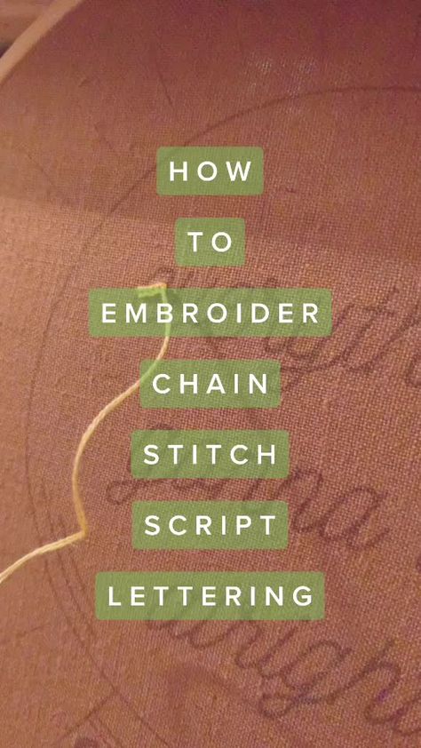 ✩ made by emily bea ✩(@emily_bea) on TikTok: Chain stitch script lettering! #embroidery #embroider #embroiderytutorial #tutorial #howto #stitchtok #embroiderydesign #chainstitchembroidery Chain Stitch Lettering Embroidery, Chain Stitch Embroidery Letters, Chain Stitch Lettering, Chain Stitch Letters, Hand Embroidery Lettering, Chainstitch Lettering, Hand Embroidery Stitches Tutorial, Embroidery Script, Hand Embroidery Letters