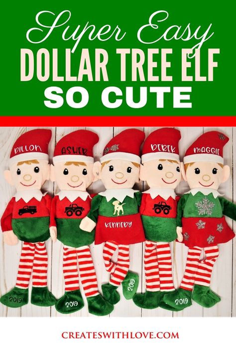 Dollar Tree Elves Personalized, Dollar Tree Elf Cricut, Dollar Tree Elf Ideas, Elf Dollar Tree Ideas, Elf Diy Decorations, Christmas Cricut Projects To Sell Dollar Tree, Elf Diy Crafts, Elf Cricut Ideas, Diy Elf Ornaments