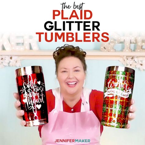 See how to make a plaid glitter tumbler using painter's tape and Mod Podge! This is a really fun glitter effect and looks stunning when you're done! Glitter Tumbler Tutorial, Diy Plaid, Plaid Tumbler, Plaid Diy, Jennifer Maker, Diy Home Decor For Apartments, Tumbler Decals, Diy Kosmetik, Glitter Tumbler Cups