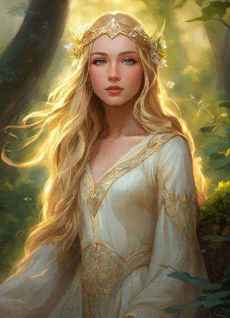 Lexica - Galadriel art Galadriel Art, Half Elf Dnd, Elven Princess, Goddess Vibes, Blood Elf, Spiritual Images, Night Elf, Fantasy Posters, Fantasy Portraits