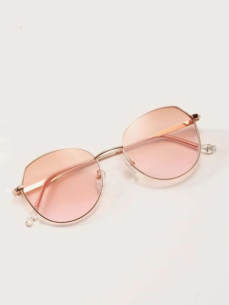 Metal Frame Sunglasses | SHEIN Cute Pink Sunglasses For Summer, Shein Sunglasses, Cheap Pink Tinted Sunglasses, Casual Pink Rimless Sunglasses, Pink Metal Frame Sunglasses For Summer, Pink Sunglasses With Metal Frame And Glass Lenses, Latest Sunglasses, Sunglass Frames, Glasses Fashion