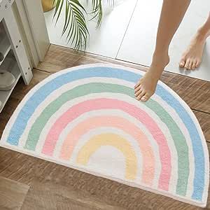 FWEHIO Cute Rainbow Sugar Colors Bathroom Rugs Non-Slip Washable Absorbent Plush Microfiber Floor Doormats Bath Mat Super Soft for Entrance Decoration Indoor Water Absorption (Green, 50 * 80cm) Rainbow Bathroom, Entrance Decoration, Cute Bath Mats, Bathroom Rugs Bath Mats, Cute Rainbow, Bathroom Kids, Bathroom Colors, Carpet Colors, Water Absorption