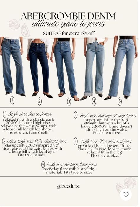 Your guide to Abercrombie denim for fall, Abercrombie denim sale is your time to stock up on jeans and denim for back to school and fall, fall jeans, fall denim, abercrombie denim guide Casual Outfits With Boots, Autumn Fashion Women Fall Outfits, Growing Up Girl, Abercrombie Jeans, Fall Jeans, Fall Denim, Vintage Flare, Relaxed Jeans, Loose Jeans