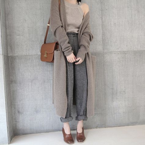 Mode Ulzzang, Mode Mantel, Long Knit, Loose Sweater, 가을 패션, Mode Inspiration, Coat Fashion, Sweater Coats, Long Cardigan