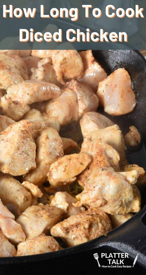 How To Make Chicken On The Stove, How To Cook Diced Chicken, Diced Chicken Instant Pot, Diced Chicken Recipes Skillet, What To Make With Diced Chicken, How To Cook Chicken Breast On Stove, Frozen Diced Chicken Recipes, Cooking Chicken On Stove, Chicken Breast Chunks Recipes