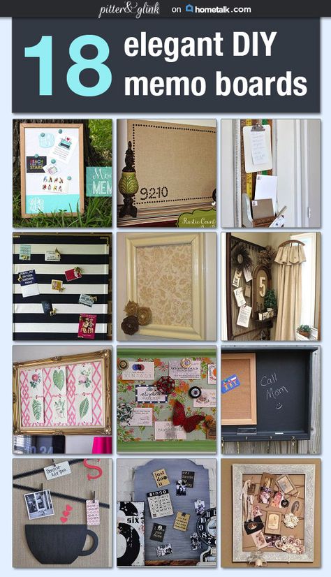 18 Elegant DIY Memo Boards from Hometalk--Memo boards are a great way to get organized, and these DIY ones are fab! pitterandglink.com Memo Boards Diy, Note Boards Diy Ideas, Elegant Bulletin Board Ideas, Diy Corkboard Ideas, Memo Board Ideas, Pod Office, Diy Message Board, Clipboard Crafts, Pin Board Ideas