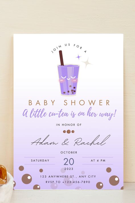 Boba Tea Baby Shower Theme, Boba Baby Shower Theme, Boba Baby Shower, Boba Party, Cute Boba Tea, Tea Clipart, Taro Boba, Cute Boba, Boba Milk Tea