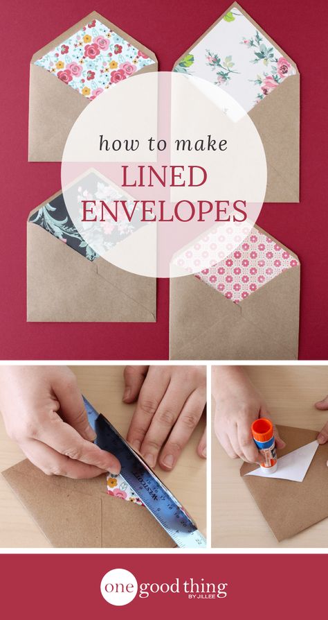 Homemade Envelopes, Lined Envelopes, How To Make An Envelope, Diy Envelope, Handmade Envelopes, Envelope Art, Valentines Ideas, Fun Craft, Card Making Techniques