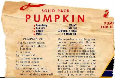 Libby's Pumpkin Pie, Libbys Pumpkin, Libbys Pumpkin Pie, 70s Food, Pumpkin Pie Ingredients, Classic Pumpkin Pie Recipe, Pumpkin Pecan Pie, Pumpkin Pie Mix, Pumpkin Images