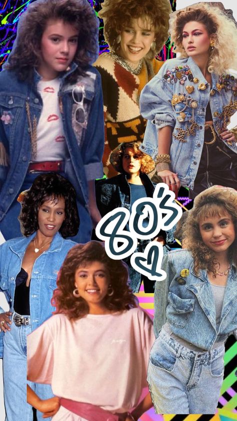 Denim 70s Fashion, Neon 80s Party Outfit, Eighties Rock Fashion, 80s Outfits With Jeans, 80s Party Theme Outfit, Eighties Party Outfit, Denim 80s Outfit, Retro Inspired Outfits 80s, 80s College Fashion