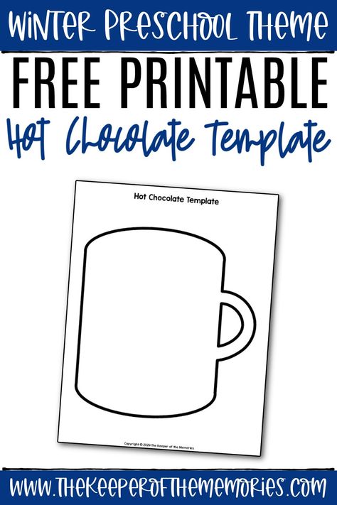 Get creative with your preschoolers and kindergartners while strengthening fine motor skills this winter using this adorable Hot Chocolate Template. This free printable craft template is a great addition to your winter-themed art center. Grab Hot Coco Crafts Preschool, Hot Chocolate Template Free Printable, Hot Chocolate Mug Template, Hot Chocolate Template, Hot Chocolate Crafts For Kids, Hot Cocoa Mug Craft, Hot Chocolate Activities, Hot Chocolate Crafts, Hot Chocolate Craft