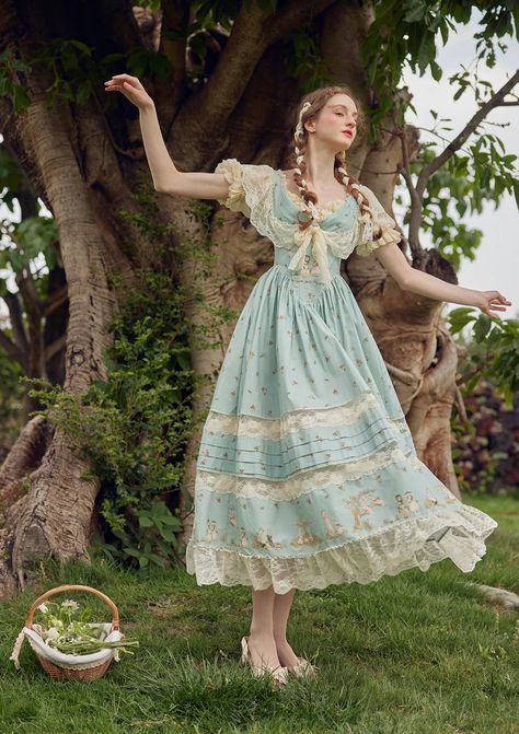 Woodland Fairy Dress Fairy Core Aesthetic Dress, Fairy Core Dress, Puff Sleeve Long Dress, Dress Wishlist, Reception Theme, Cottage Core Dresses, Cottage Dress, Sleeve Long Dress, Cottagecore Outfits