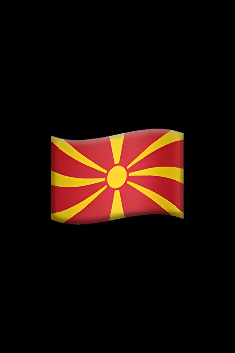 The emoji 🇲🇰 depicts the flag of North Macedonia, which consists of a red field with a yellow sun in the center and eight rays extending outward. The upper left corner of the flag features a stylized yellow sun with eight rays, which represents the "Sun of Liberty" and symbolizes the country's independence. North Macedonia Flag, Macedonia Flag, Flag Emoji, Apple Emojis, Balkan Peninsula, North Macedonia, The Emoji, Flower Painting Canvas, Yellow Sun