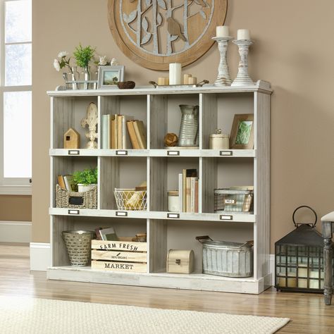 Sauder Barrister Lane Bookcase, White Plank Finish - Walmart.com Bookcase Decor, Cube Bookcase, White Bookcase, Etagere Bookcase, Estantes Flotantes, Accent Doors, Bookcase Storage, Beachcrest Home, Wood Shelves