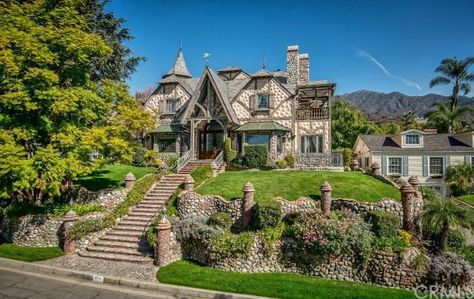 Check out the home I found in Burbank Aesthetic Mansion Exterior, Burbank Homes, Aesthetic Mansion, Tudor House Exterior, Beautiful Mansions, Pastel Christmas Decor, Fantasy Castles, Andy Taylor, Storybook House