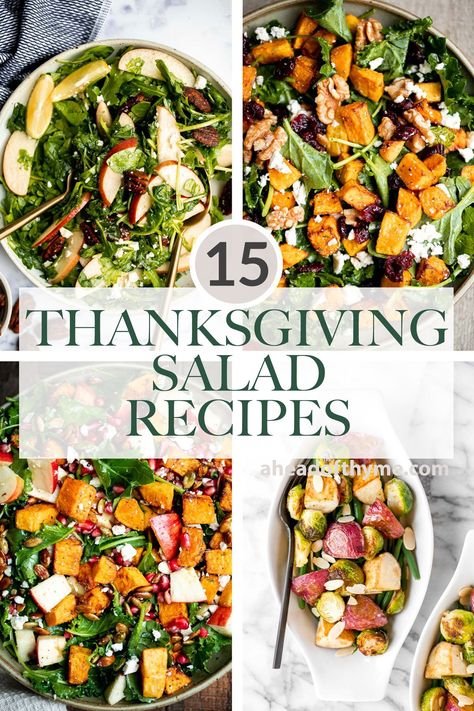 When it comes to epic Thanksgiving dinners, it's all about balancing out the heavy main dish and comforting side dishes. If you are wondering what easy Thanksgiving salad to add to your holiday dinner table, you are in the right please. We are sharing over 15 of our most popular and best Thanksgiving salad recipes including butternut squash salads, seasonal apple salads, warm salads with roasted vegetables, everything kale, and more! | aheadofthyme.com #thanksgivingsalad #thank via @aheadofthyme Salads Thanksgiving, Best Thanksgiving Salad, Thanksgiving Salads, Thanksgiving Fruit Salad, Thanksgiving Salad Recipes, Thanksgiving Salad, Butternut Squash Salad, Harvest Salad, Beetroot Salad