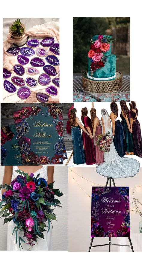 Jewel Toned Winter Wedding, Jewel Tone Indian Wedding, Moody Spring Wedding Colors, Vintage Jewel Tone Wedding, Dark Color Wedding Themes, Dark Romantic Wedding Color Schemes, Moody Jewel Tone Wedding, Gem Tones Wedding, Plum Wedding Colors