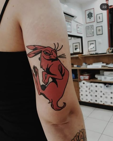 Stylized Tattoo, Rabbit Tattoo, Funky Tattoos, Rabbit Tattoos, Tatuaje A Color, 1 Tattoo, Dope Tattoos, Body Modifications, Tattoo Design Drawings