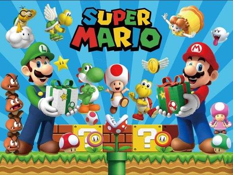 Super Mario Backdrop, Mario Backdrop, Boy Background, Super Mario And Luigi, Super Mario Party, Baby Shower Party Supplies, Mario Party, Birthday Party Banner, Background Photography