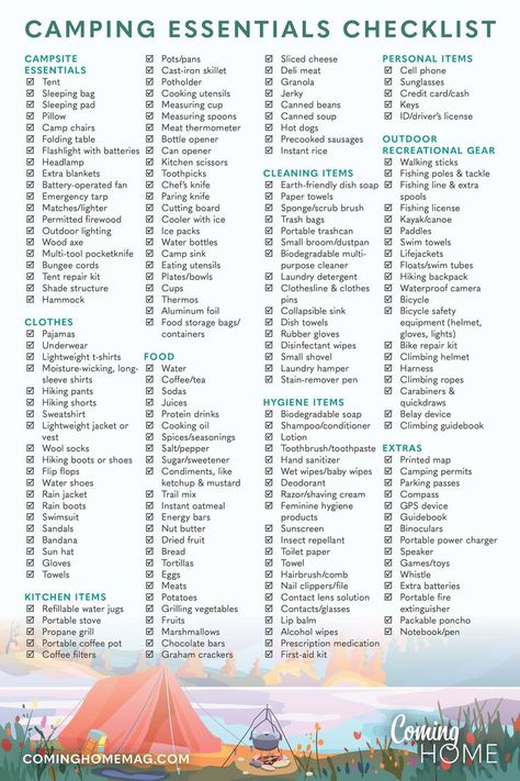 Camping Essentials Checklist Camping Food Checklist, Essentials Clothes, What To Take Camping, Teen Ministry, Essentials Checklist, Camping Packing List, Camping List, Cleaning Items, Summer Camping