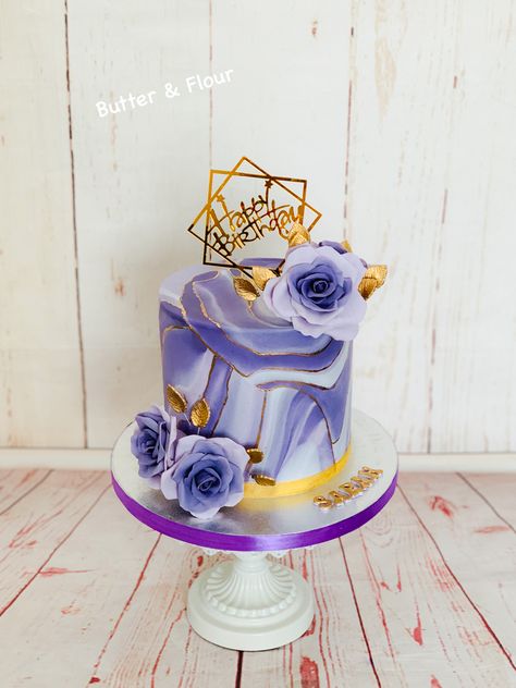 Marble Fondant Cake, Marble Fondant, 40th Birthday Cake For Women, Marble Cakes, 21st Bday Cake, Golden Birthday Cakes, Cake Purple, Unique Cakes Designs, Purple Cakes Birthday