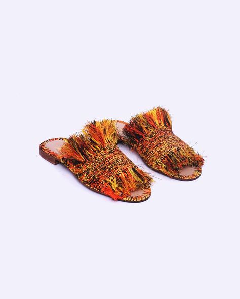 Handmade Raffia Sandals - Boho Chic Beach Footwear - Women's Summer Shoes Summer Woven Mules, Spring Vacation Woven Mules, Multicolor Slip-on Beach Mules, Multicolor Slip-on Mules For Beach, Bohemian Woven Leather Sandals For Summer, Vacation Woven Straw Mules, Casual Handwoven Slip-on Sandals, Orange Closed Toe Mules For Summer, Summer Orange Closed Toe Mules