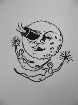 A Trip To The Moon Tattoo, To The Moon Tattoo, Voyage To The Moon, Moon Child Tattoo, The Moon Tattoo, A Trip To The Moon, Simple Line Drawing, George Melies, Movie Tattoo