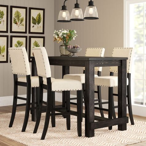 Birch Lane™ Heritage Calila 5 Piece Pub Table Set | Birch Lane Counter Height Dining Table Set, Pub Set, Pub Table Sets, Dinette Sets, Counter Height Dining Table, Dining Room Table Set, Kitchen Dining Sets, Table Haute, Counter Height Table