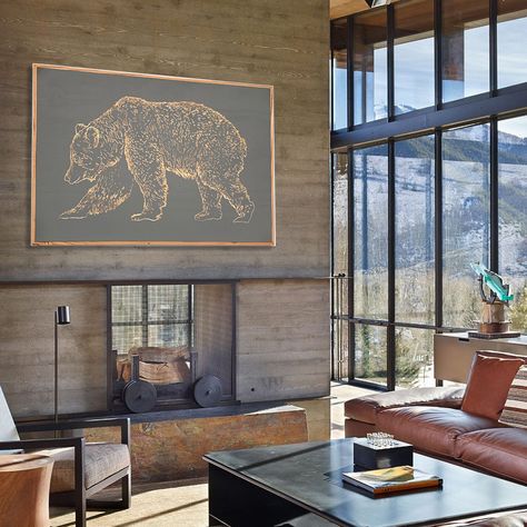 Purchase Carved Bear Framed Wall Art Modern Mountain Design, Lodge Wall Art, Mountain House Decor, Buffalo Wall Art, Mountain Home Ideas, Mountain House Ideas, Mountain Home Interiors, Mountain Condo, Mountain Modern Home