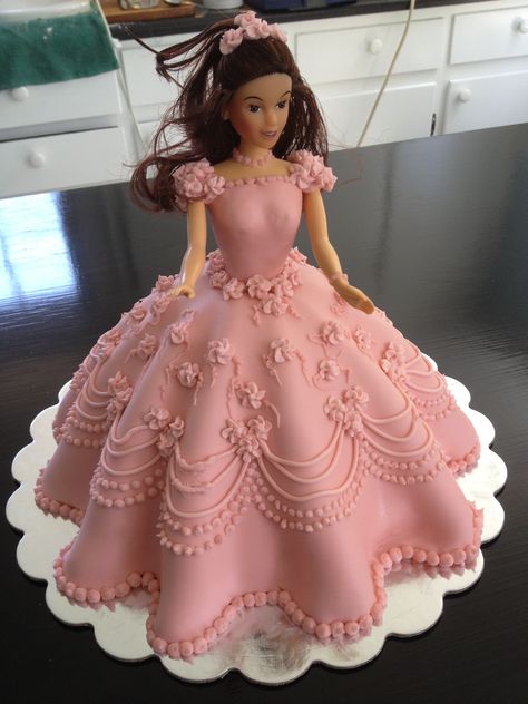 My first doll cake.  I love doing doll cakes.                              … Dolly Cakes, Dolly Varden Cake, Barbie Doll Birthday Cake, Barbie Doll Cake, Rodjendanske Torte, Dolly Varden, Red Birthday Cakes, Prince Cake, Doll Birthday Cake