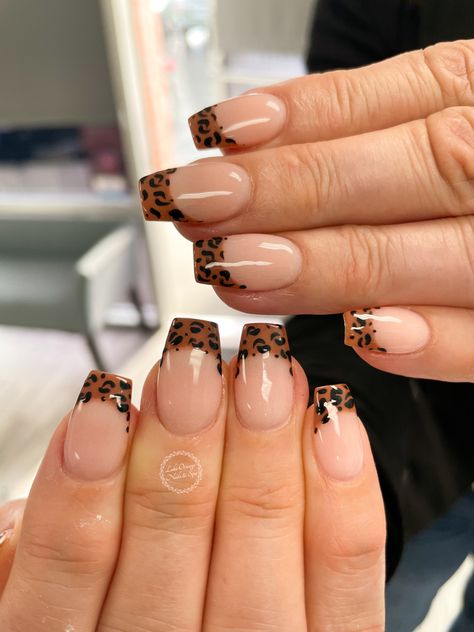 Animal Print French Tip Nails, Jaguar Nails, Print French Tip Nails, Tips Nails, Leopard Print Nails, Print Nails, Nails White, Tip Nails, French Tips