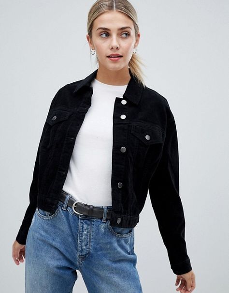 The cord jacket you need this season. - Notes From A Stylist Black Denim Jacket Outfit, Black Jacket Outfit, Black Corduroy Jacket, Jacket Outfit Women, Black Jean Jacket, Jean Jacket Outfits, Denim Jacket Outfit, Denim Outfits, Women's Outfits