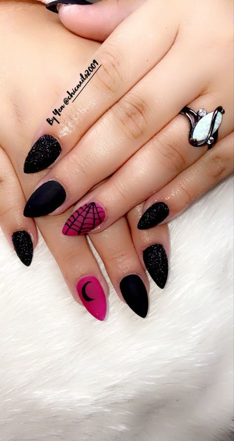 Spooky Matte Nails, Salem Nail Ideas, 22 Nails, Feet Nail Design, Sharp Claws, Fab Nails, Witchy Nails, Pretty Toe Nails, Sassy Nails