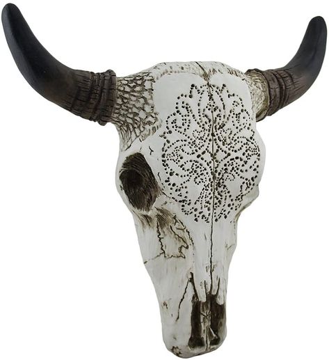 Tribal Design Carved White Bull Skull Wall Hanging : Amazon.ca: Home Skull Wall Decor, Real Skull, Western Bedroom Decor, Steer Skull, Skull Lover, Boho Room Decor, Bull Skull, Bull Skulls, Boho Room