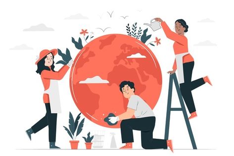 Taking care of the earth concept illustr... | Free Vector #Freepik #freevector #people #nature #environment #ecology Biodiversity Loss, Planet Poster, Cartoon Clip, Planet Design, Illustration Story, World Environment Day, Environmental Conservation, Cartoon People, Website Template Design