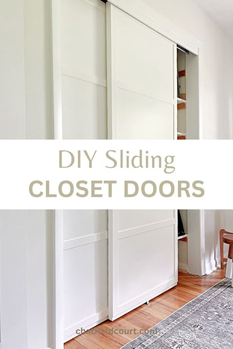 Closet Sliding Doors Bedrooms, Diy Large Closet Doors, Sliding Bypass Closet Doors Diy, Old Sliding Doors Makeover, Floor To Ceiling Closet Doors Sliding, Upgrade Sliding Mirror Closet Doors, Sliding Closet Door Hardware, Diy Closet Doors How To Build, By Pass Closet Doors