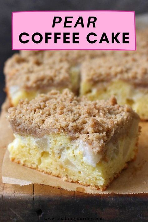 Desserts With Pears, Pear Coffee Cake Recipe, Pear Coffee Cake, Spiced Pears, Pear Cake Recipes, Cinnamon Streusel Coffee Cake, Crumb Coffee Cakes, Coffee Cake Recipes Easy, Streusel Cake