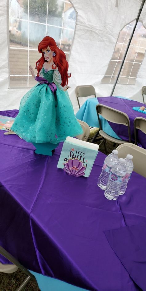 Mermaid Birthday Table Centerpieces, Ariel Birthday Party Centerpieces, Princess Ariel Centerpiece Ideas, Mermaid First Birthday Centerpiece, Princess Ariel Table Centerpiece, Mermaid Theme Birthday Party, Princess Ariel, Little Mermaid Birthday, Mermaid Theme Birthday