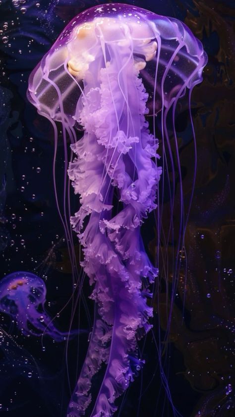 Purple Jellyfish, Jellyfish Pictures, Sea Jellies, Princess Jellyfish, Jellyfish Art, The Deep Blue Sea, Mermaid Aesthetic, Beautiful Sea Creatures, Wallpaper Collage