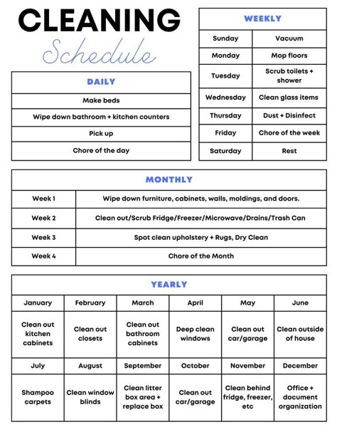 Cleaning Schedule For Lazy People, Home Chores Organization, Chore List For Adults Cleaning Schedules, Daily Weekly Cleaning Schedule, Weekly Vs Monthly Cleaning, Daily Weekly Monthly Yearly Cleaning Schedule, Daily Monthly Yearly Cleaning, Cleaning Schedule Student, Easy Weekly Cleaning Routine