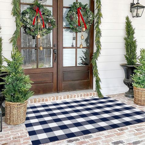 PRICES MAY VARY. 【THICKER & HEAVIER】Our outdoor doormat is crafted from high-quality, soft cotton and boasts a thicker and heavier design compared to other buffalo plaid porch rugs. Made with eco-friendly materials and hand-woven for durability, this buffalo plaid outdoor mat is built to last and resist fading. A stylish and easy-to-maintain addition to any room. 【PERFECT SIZE 】Our front door rug is perfect for layered door mats. Go pair this porch rug with a hello front door mat to create cute Front Door Mat Outdoor, Porch Farmhouse, Door Mat Outdoor, Plaid Rug, Farmhouse Entryway, Porch Rug, Front Door Mat, Front Door Porch, Rug Outdoor