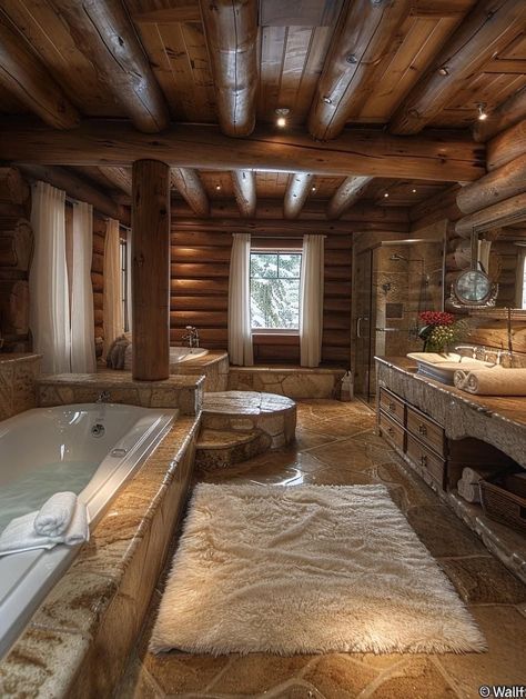 Mansion Bathrooms, Ski Hut, Log Houses, Log Cabin Ideas, Home Door Design, Dream Life House, Modern Bathrooms, Rustic Home Design, Barn Style House