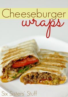 Cheeseburger Wraps from SixSistersStuff.com- all the delicious taste of a cheeseburger wrapped up! Cheeseburger Wraps, Sandwich Vegetarian, Six Sisters Stuff, Six Sisters, Corn Dogs, Chapati, Wrap Recipes, Beef Dishes, Quesadillas