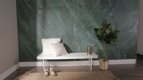 How to Paint a Marble-Inspired Wall Marble Effect Paint, Painted Accent Wall, Marble Accent Wall, Faux Walls, Wall Painting Techniques, Marble Home, Accent Wall Paint, Diy Marble, Interior Wall Paint