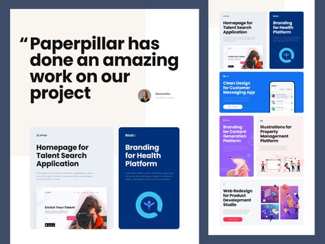 Our Works Page by Dwinawan for Paperpillar on Dribbble Ui Ux Portfolio, Website Slider, Health Application, Web Company, Ux Portfolio, Dribbble Design, Blog Websites, Marketing Concept, Ux Design Inspiration