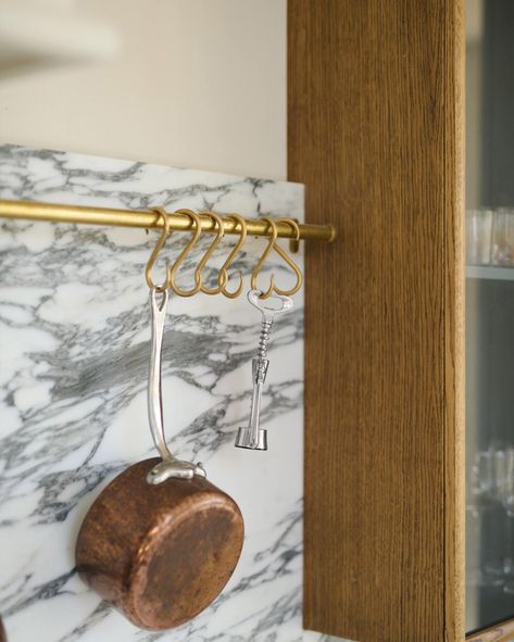 deVOL Aged Brass Hanging Rails | deVOL Kitchens Ikea Kitchen Hanging Rod, Victorian Scullery, Wisteria Cottage, Classic Shelves, Brass Rail, Tudor Kitchen, Electric Kitchen, Brass Rod, Iron Shelf Brackets