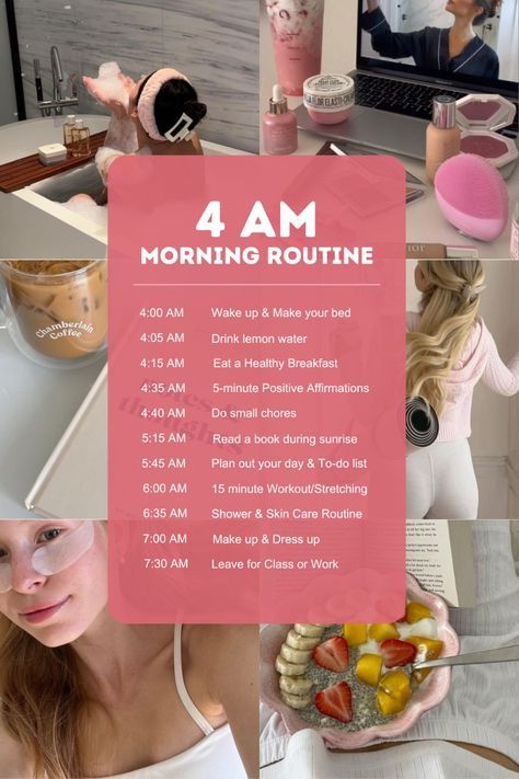 4 Am Routine, Routine Goals, I Am Gorgeous, Best Self Journal, Am Routine, Productive Routine, Weekend Routine, 15 Minute Workout, Practicing Self Love