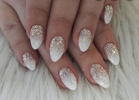 Glitter Ombre Nails, Glitter French Nails, Ombre Nail Art Designs, Ombre Nail, Ombre Nails Glitter, White Nail Art, Ombre Nail Designs, Nail Art Ombre, White Nail Designs