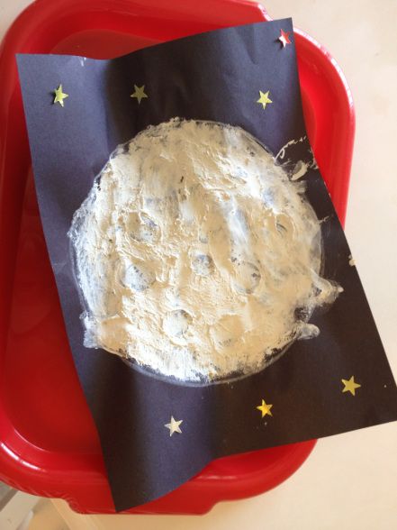 Moon Activity Preschool, Moon Lesson Plans Preschool, Moon Prek Activities, Goodnight Moon Craft, Goodnight Moon Preschool Activities, Flour Paint, Childminding Activities, Goodnight Moon Activities, Eclipse Ideas